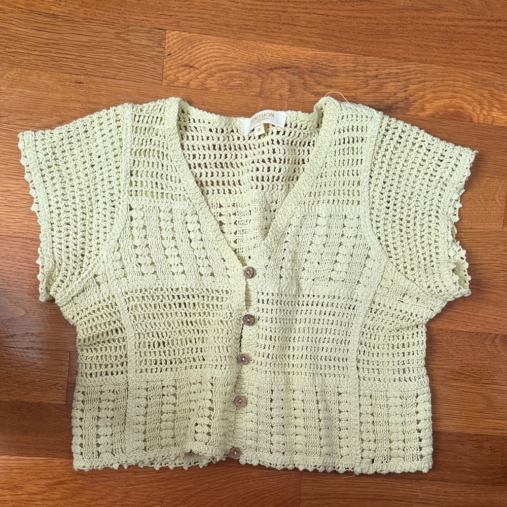 Crochet Knit Button-Up Vest